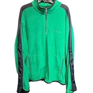 Vintage Chaps Mens Green Fleece‎ Pullover Quarter Zip Jacket